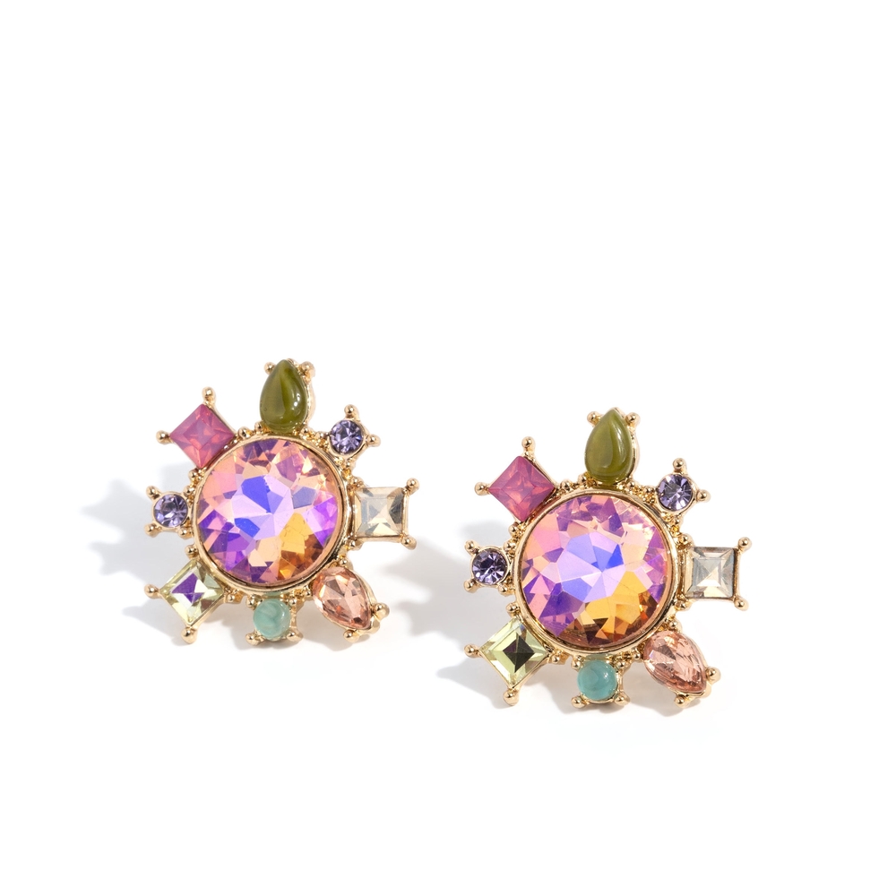 Colorful Gemstone Stud Earrings Proper Polish Multi Post Earring Circle Stone